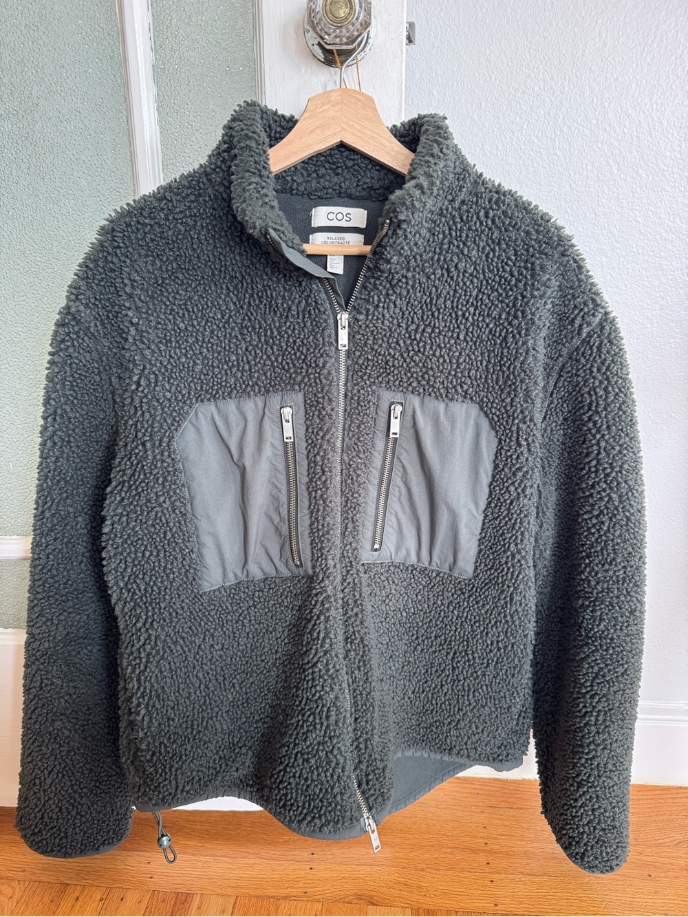 COS Dark Gray Sherpa-Lined Zip Jacket
